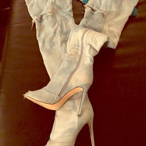 Denim over the knee boots